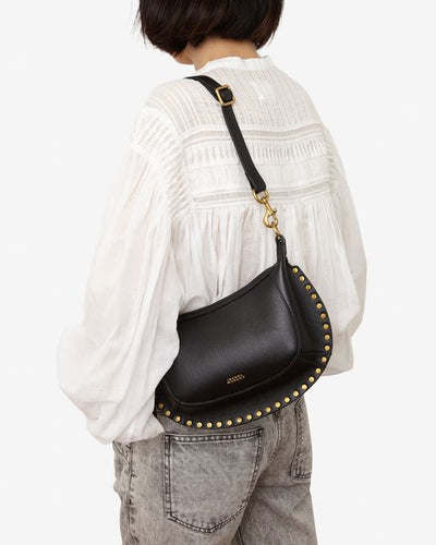 Oskan moon shoulder bag in full-grain leather - Black - Woman - 3
