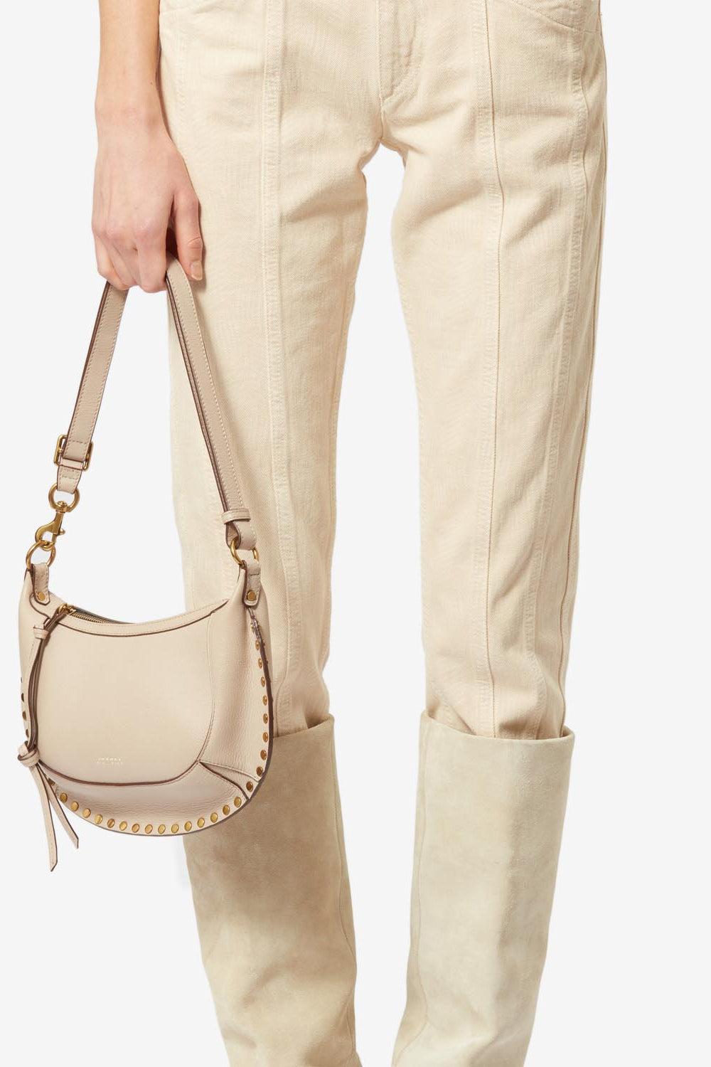 Sac porté épaule en cuir grainé oskan moon - Beige clair - Woman - 2