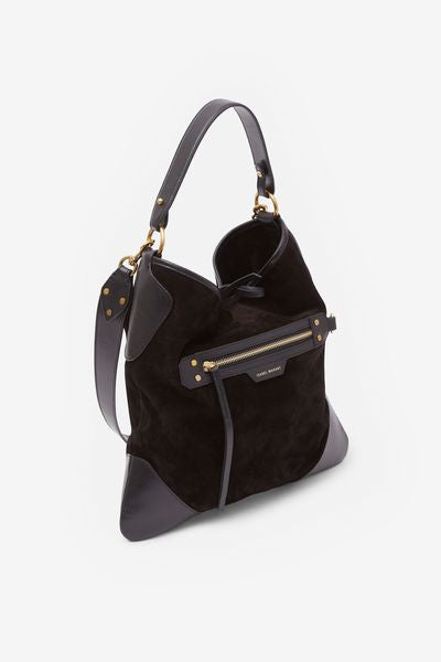 Botsy day shoulder bag in suede leather - Black - Woman - 4