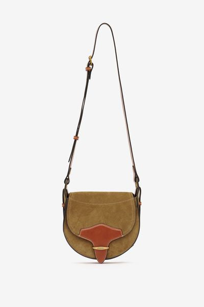 Botsy day shoulder bag in suede leather - Khaki - Woman - 10