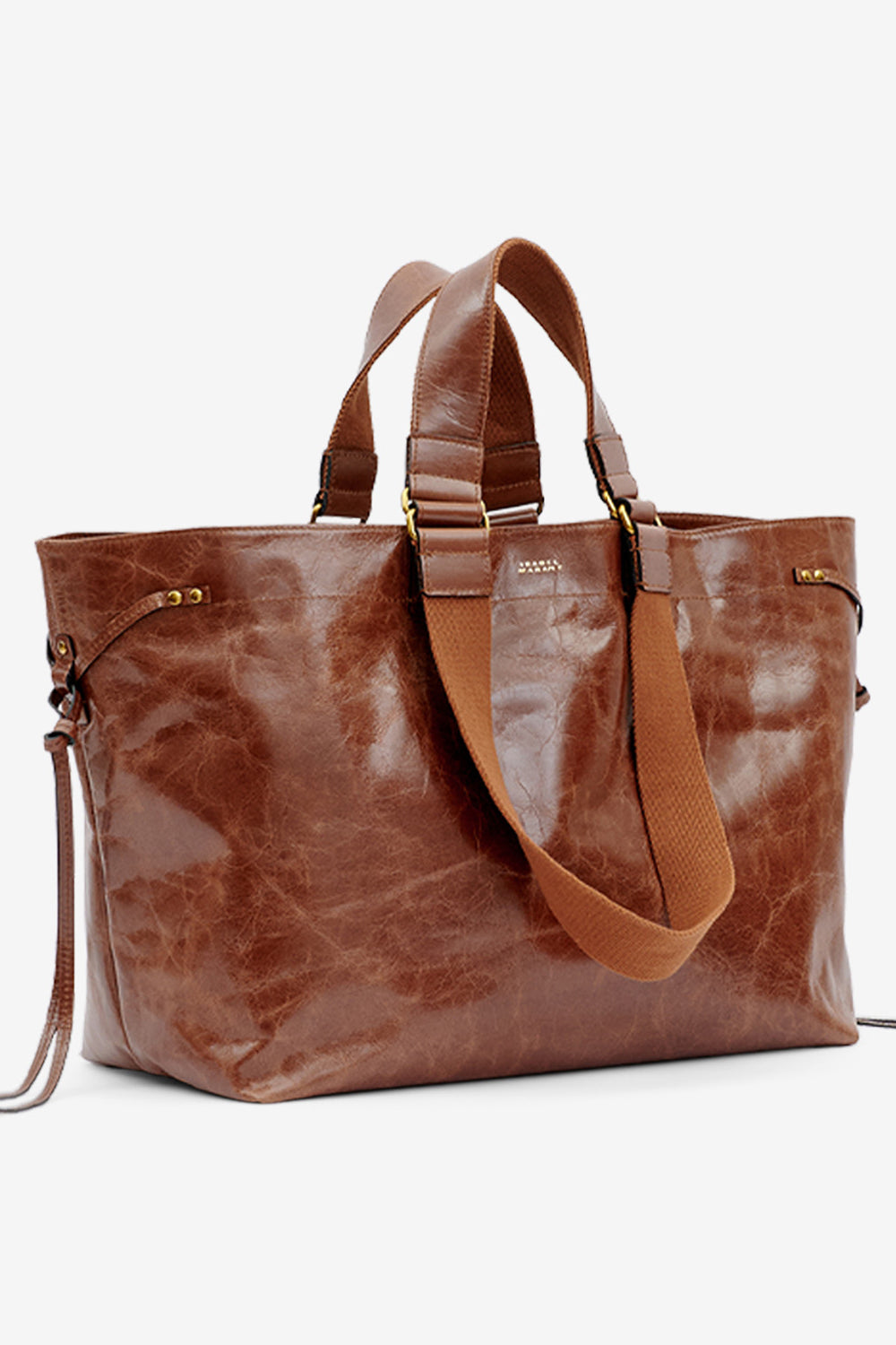 Sac cabas wardy en cuir brillant - Chocolat - Woman - 4