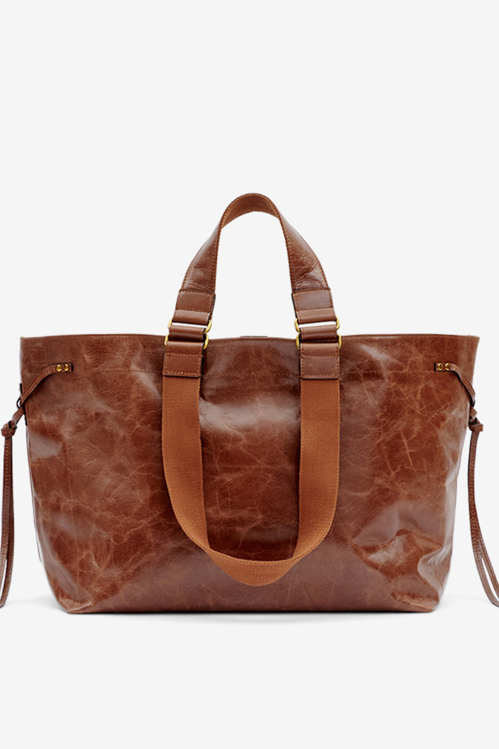 Sac cabas wardy en cuir brillant - Chocolat - Woman - 2