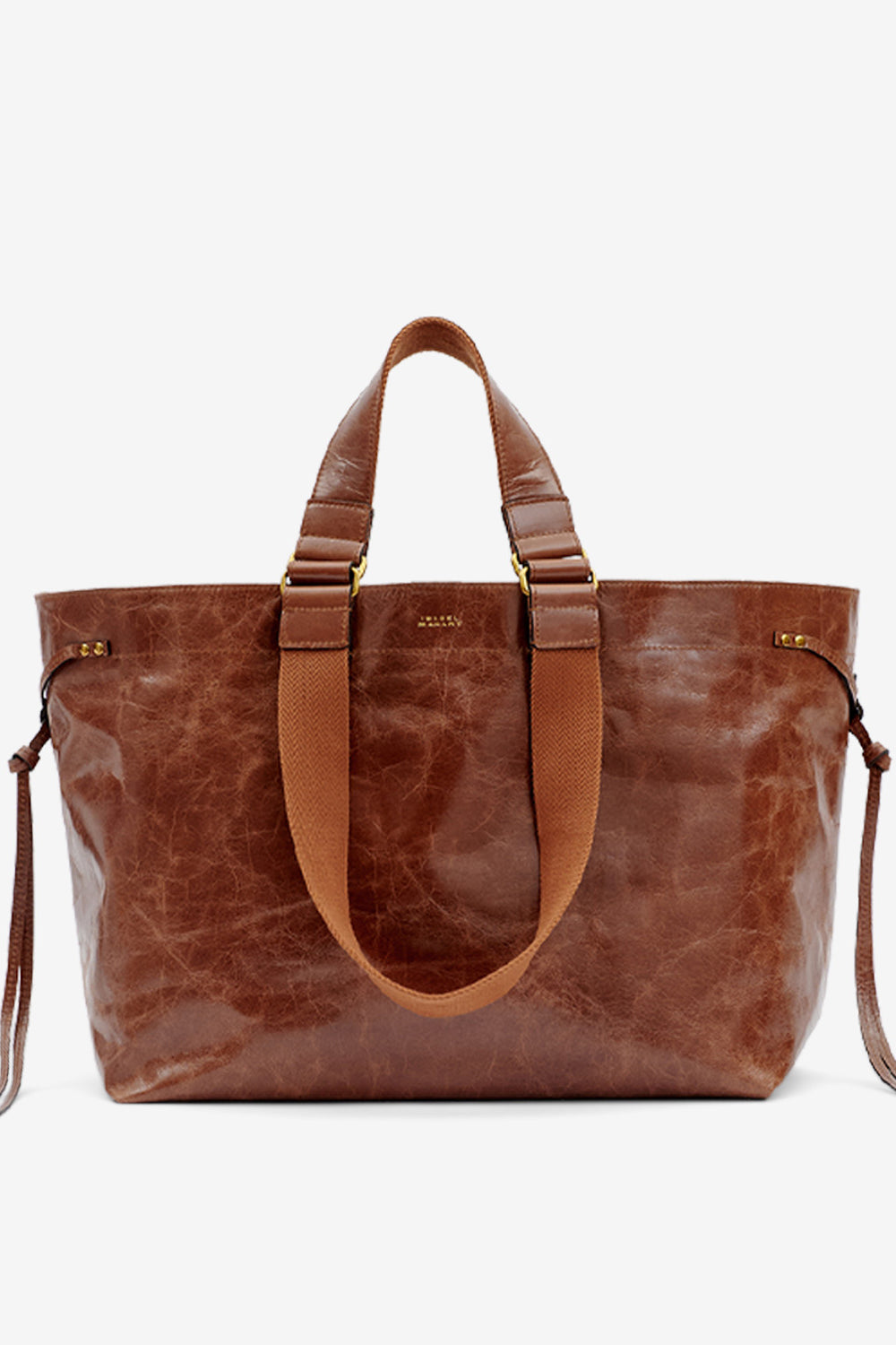 Sac cabas wardy en cuir brillant - Chocolat - Woman - 1