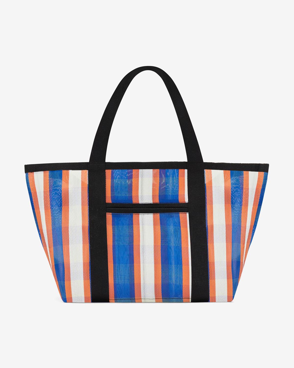 Sac cabas rayé porté épaule en nylon darwen - Blanc-bleu-orange - Woman - 2