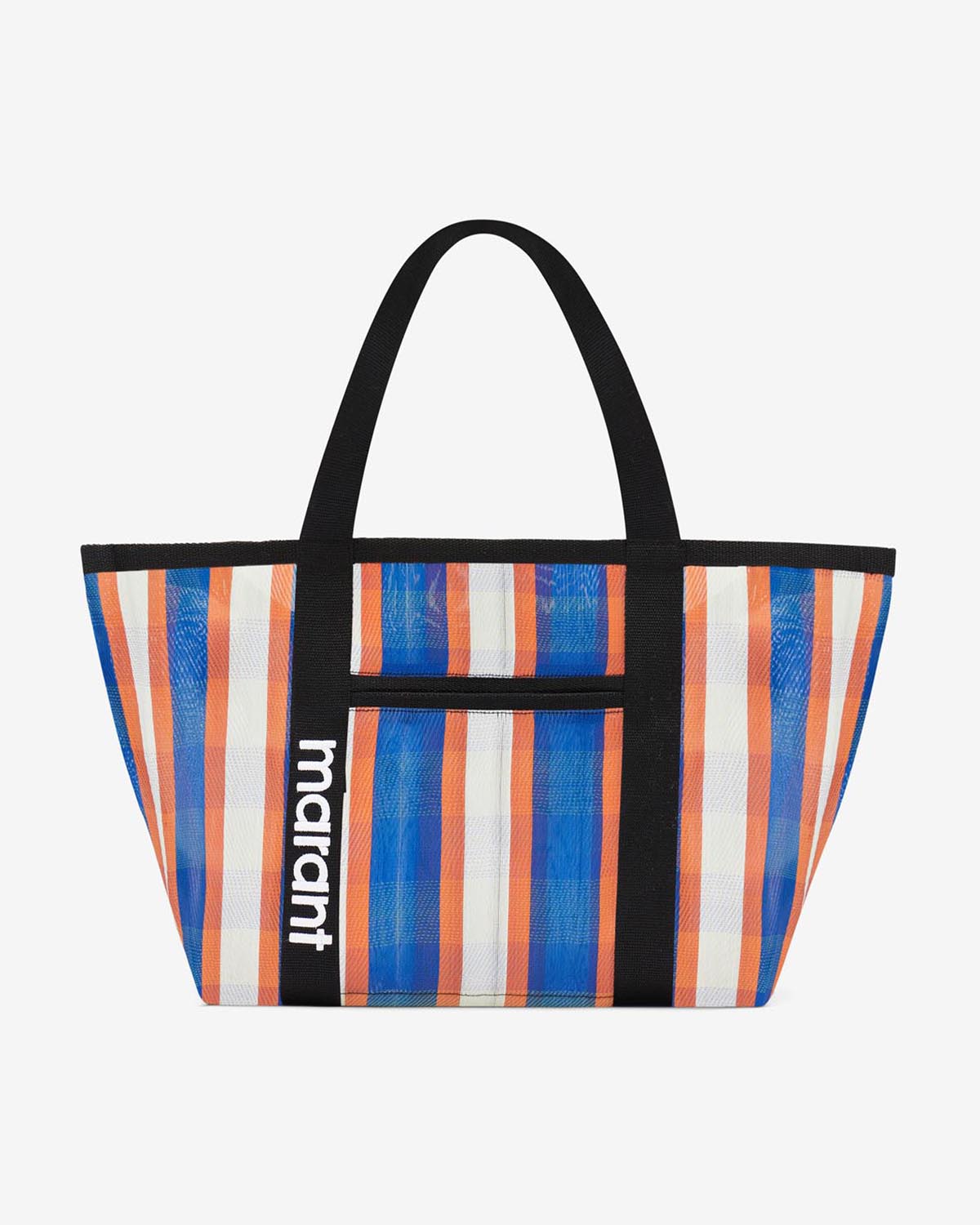 Sac cabas rayé porté épaule en nylon darwen - Blanc-bleu-orange - Woman - 1