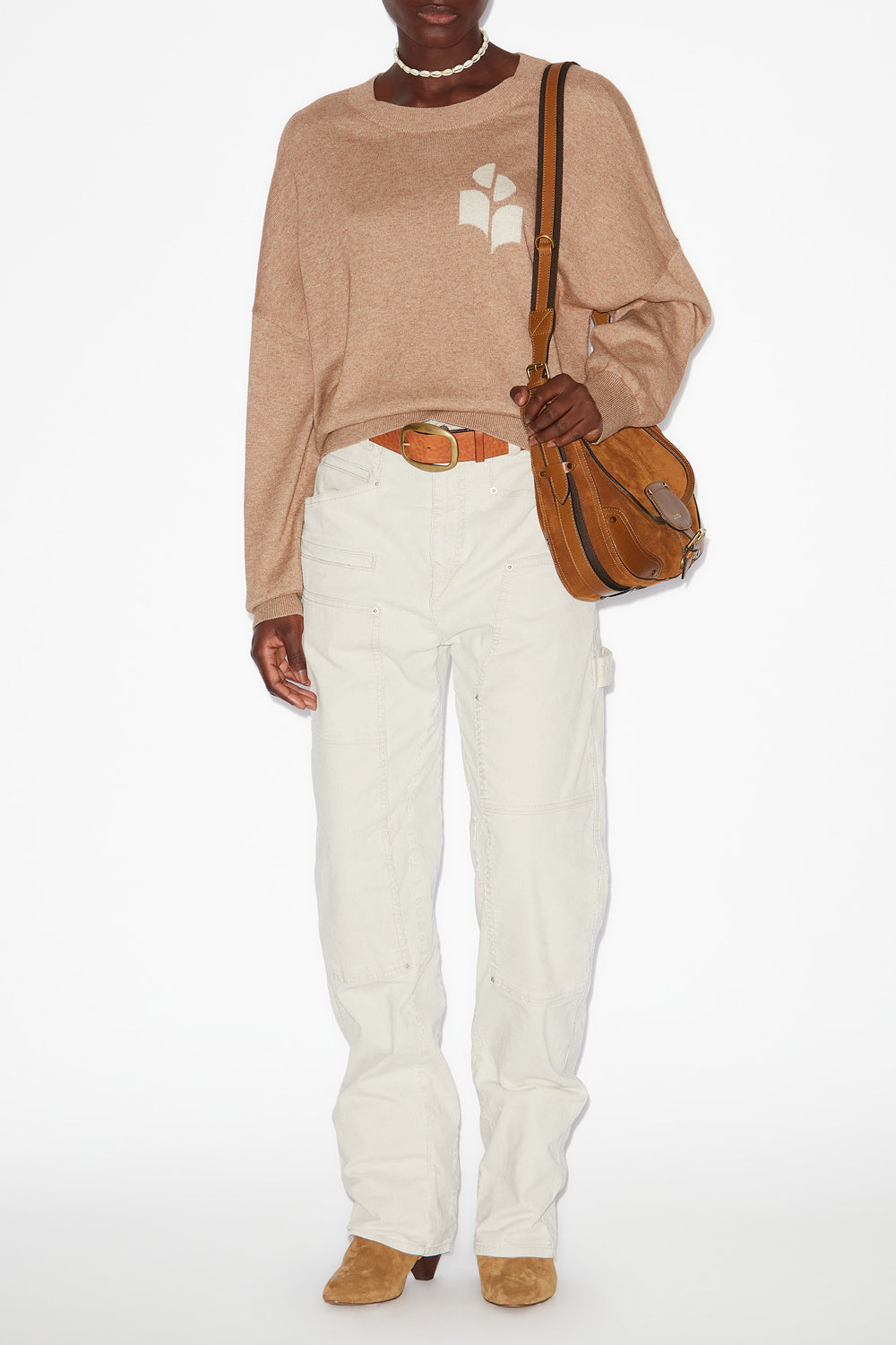 Maglione con logo marisans in lana e cotone - Camel - Woman - 2