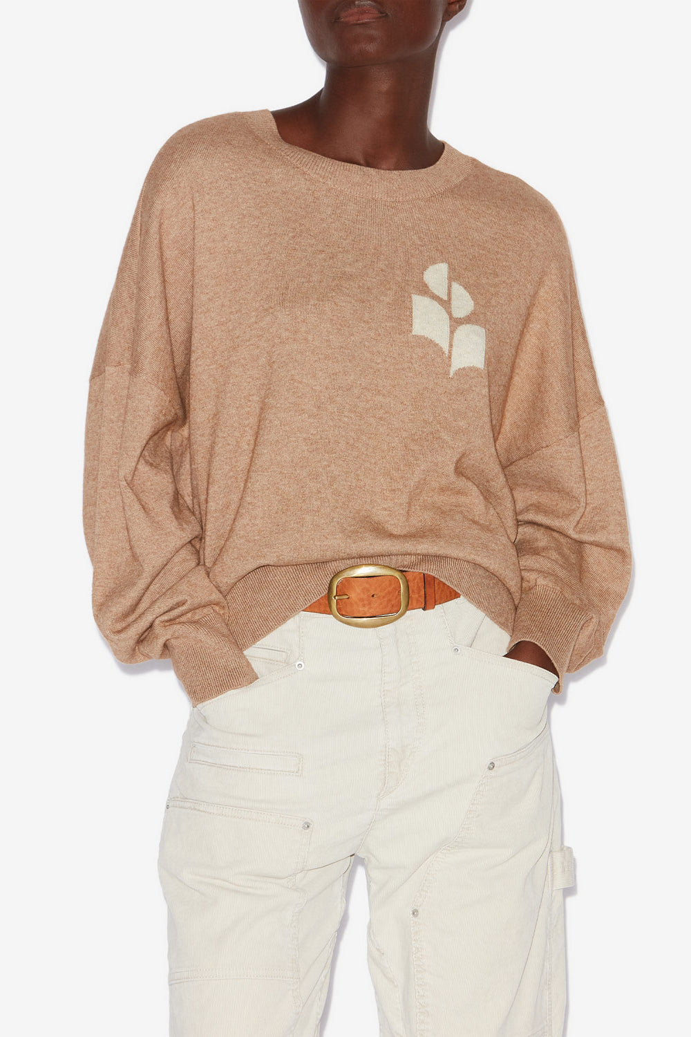 Maglione con logo marisans in lana e cotone - Camel - Woman - 4
