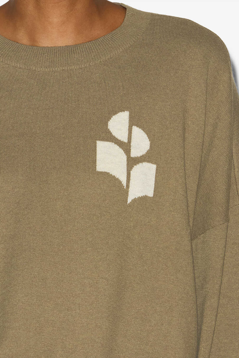 Pullover marisans mit logo aus wolle und baumwolle - Khaki - Woman - 3