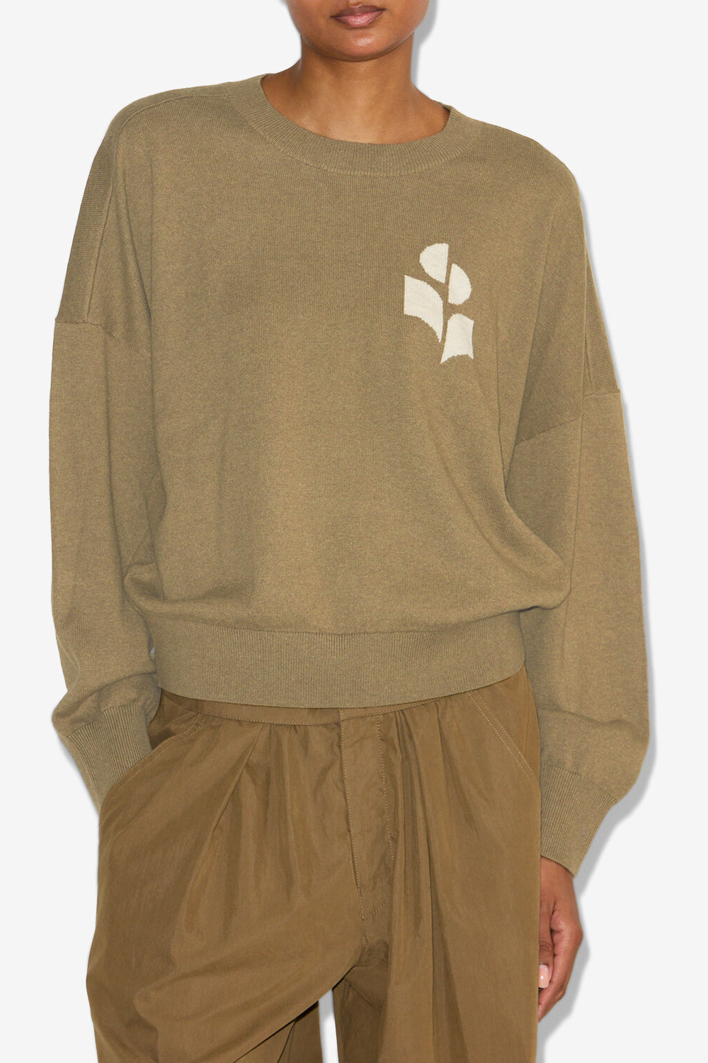 Pullover marisans mit logo aus wolle und baumwolle - Khaki - Woman - 4