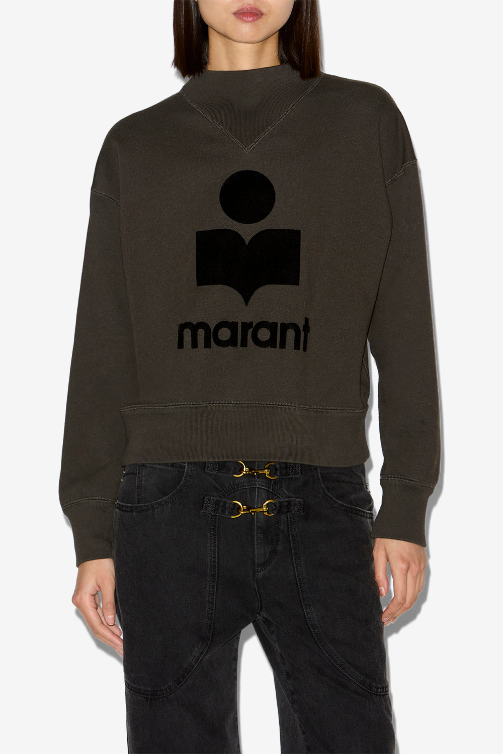 Sudadera de algodón con logotipo moby - Negro lavado - Woman - 4