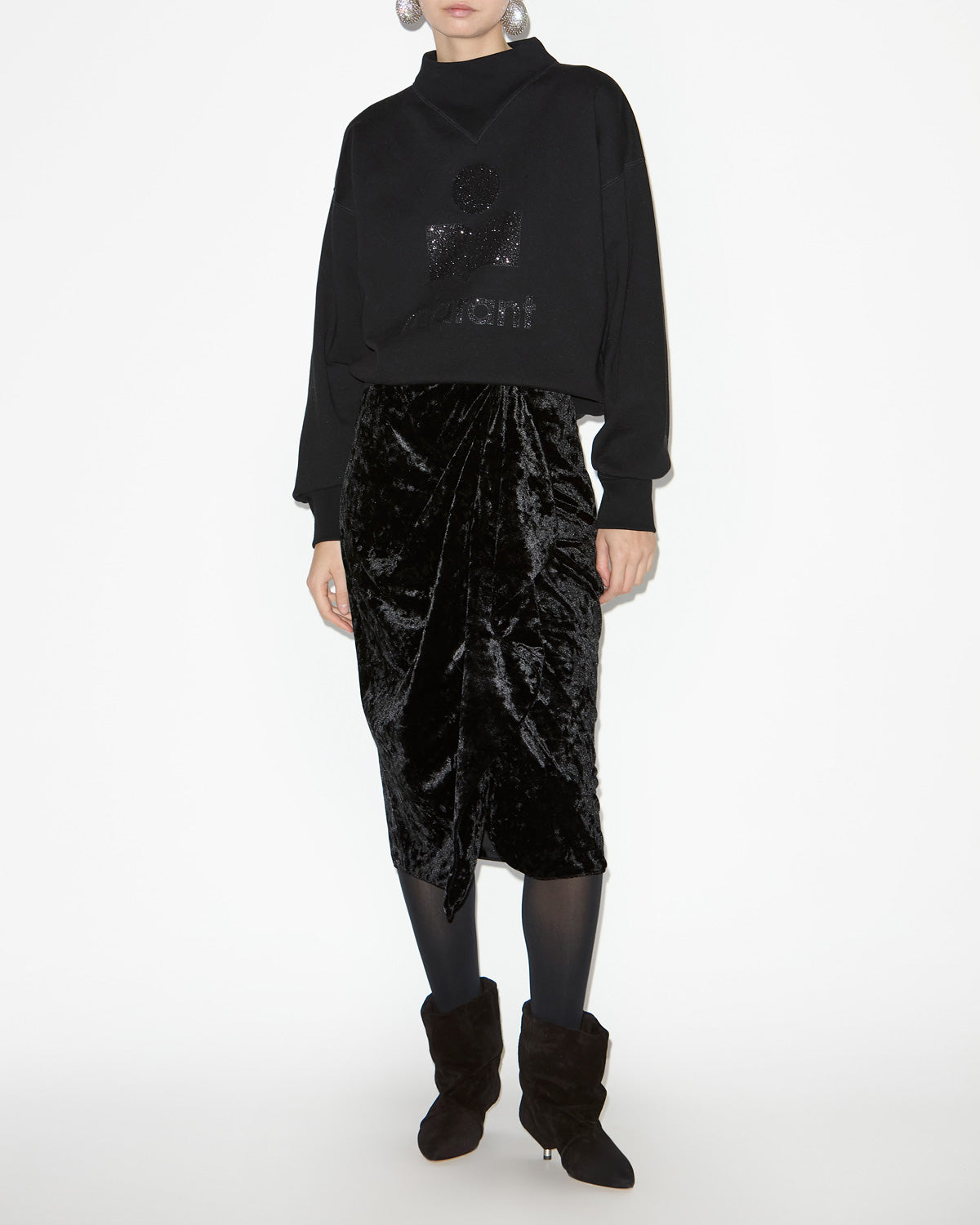 Moby stand-up collar sweatshirt with logo - Black - Woman - 1