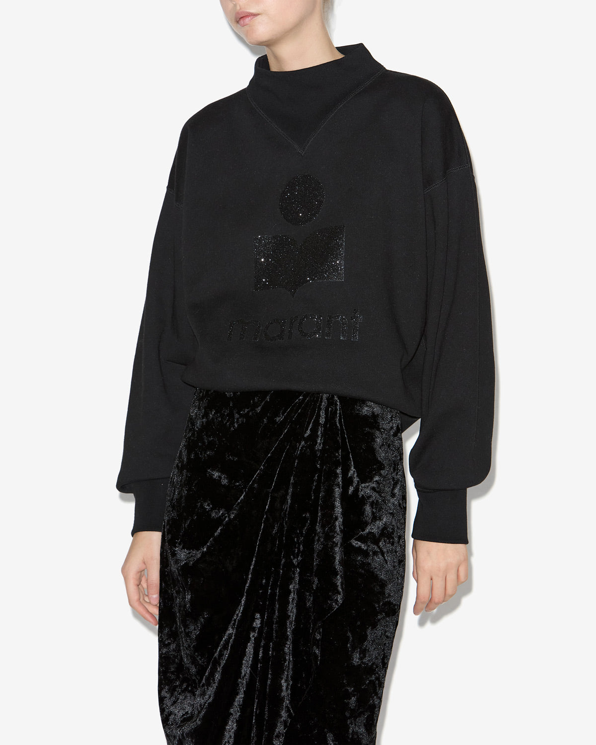 Moby stand-up collar sweatshirt with logo - Black - Woman - 3