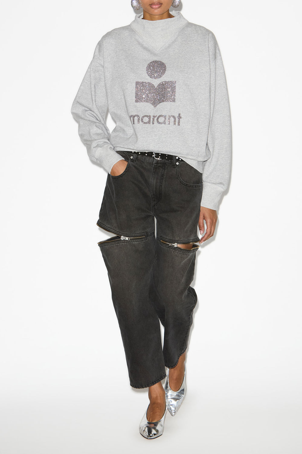 Felpa moby con logo in cotone - Gray-silver - Woman - 2