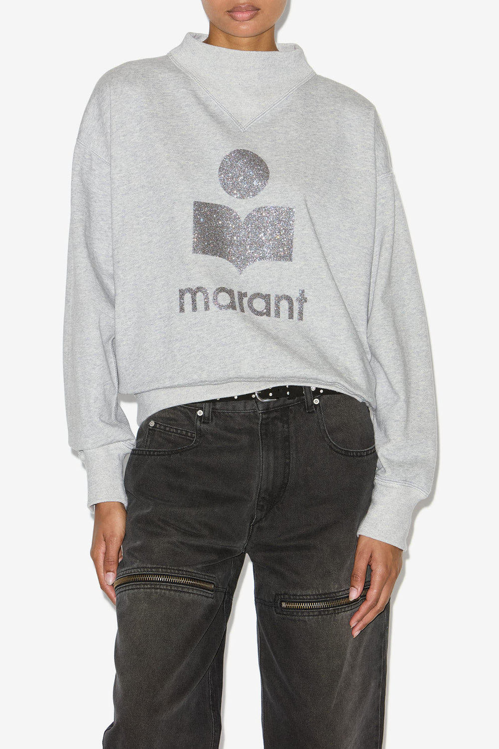 Felpa moby con logo in cotone - Gray-silver - Woman - 4