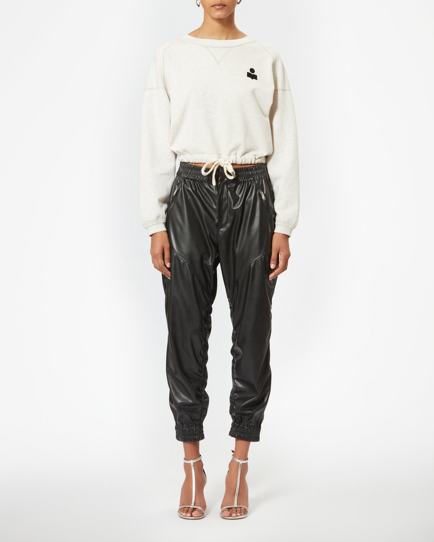 Margo cropped logo-print sweatshirt - 에크루 - Woman - 1
