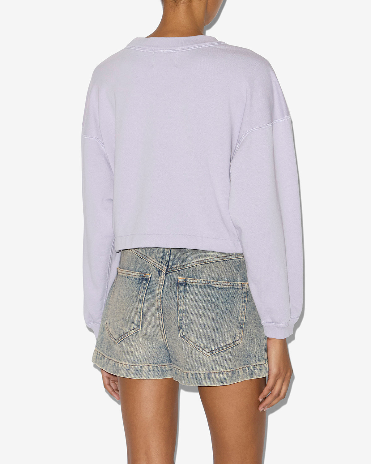 Felpa corta margo in cotone con logo - Lilac/dark navy - Woman - 4
