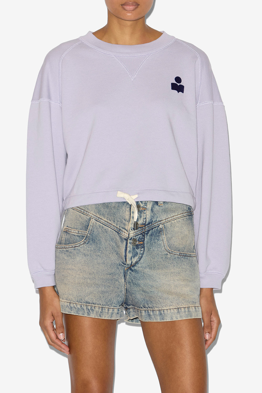 Sudadera margo corta de algodón con logotipo - Lilac/dark navy - Woman - 4