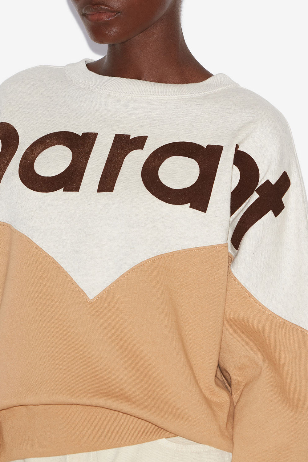Felpa houston con logo in cotone - Ecru/camel - Woman - 3