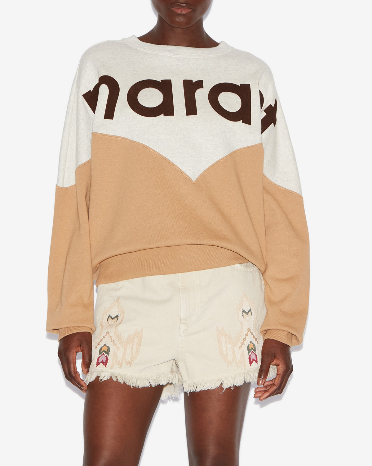 Houston sweatshirt Woman Ecru/camel 4