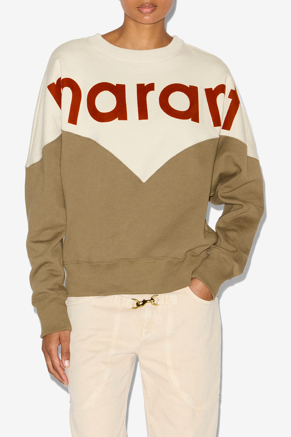Sudadera de algodón con logotipo houston - Ecru-dark khaki - Woman - 3