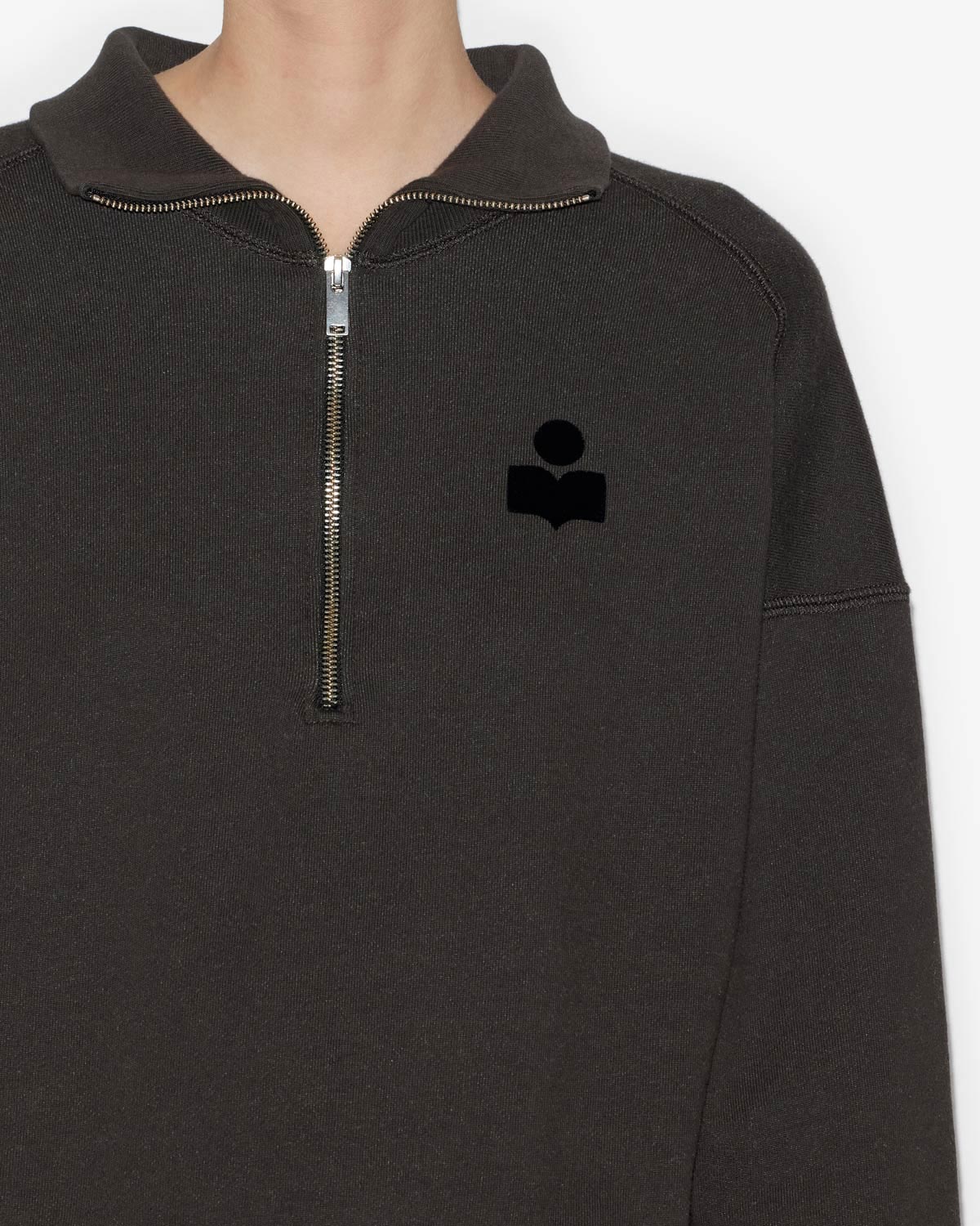 Sweatshirt ross court en coton à col montant - Noir délavé - Woman - 2
