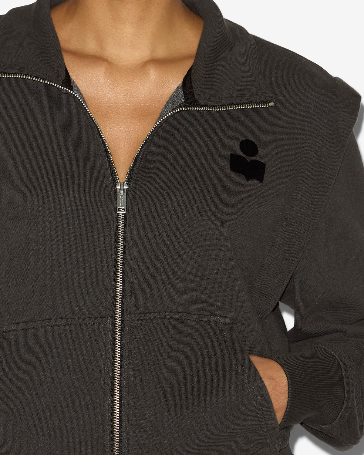 Sweatshirt madilia aus jersey mit reißverschluss - Schwarz gewaschen - Woman - 2