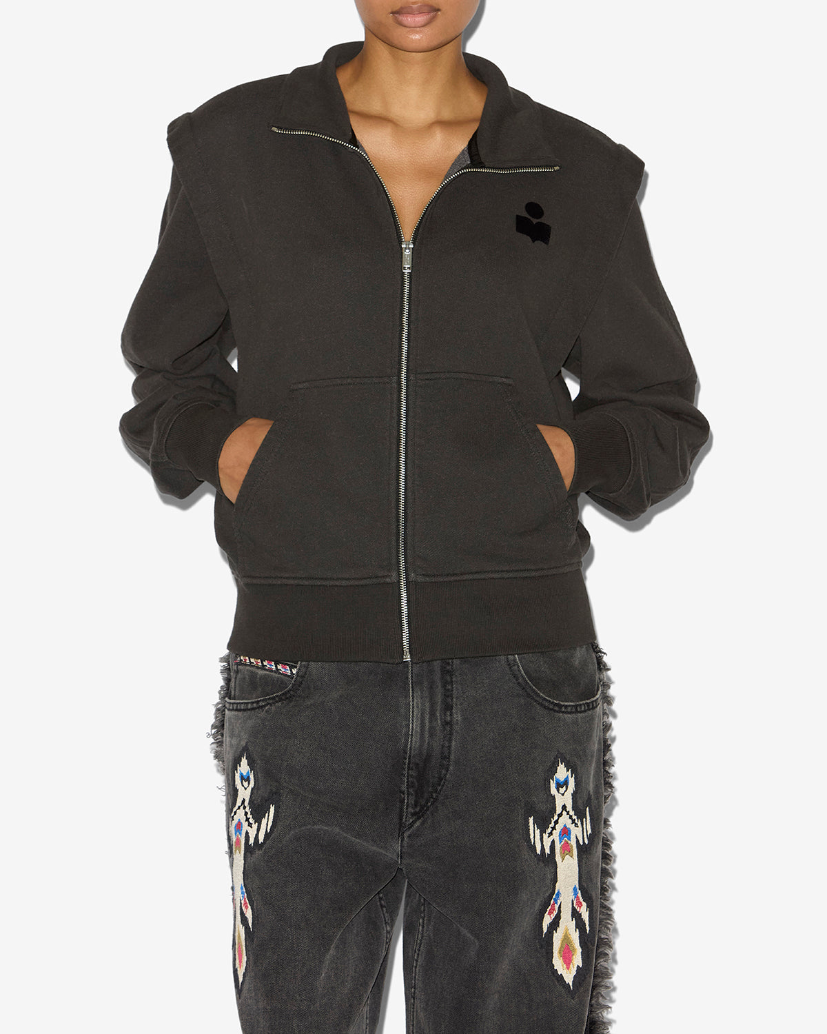 Sweatshirt madilia aus jersey mit reißverschluss - Schwarz gewaschen - Woman - 3