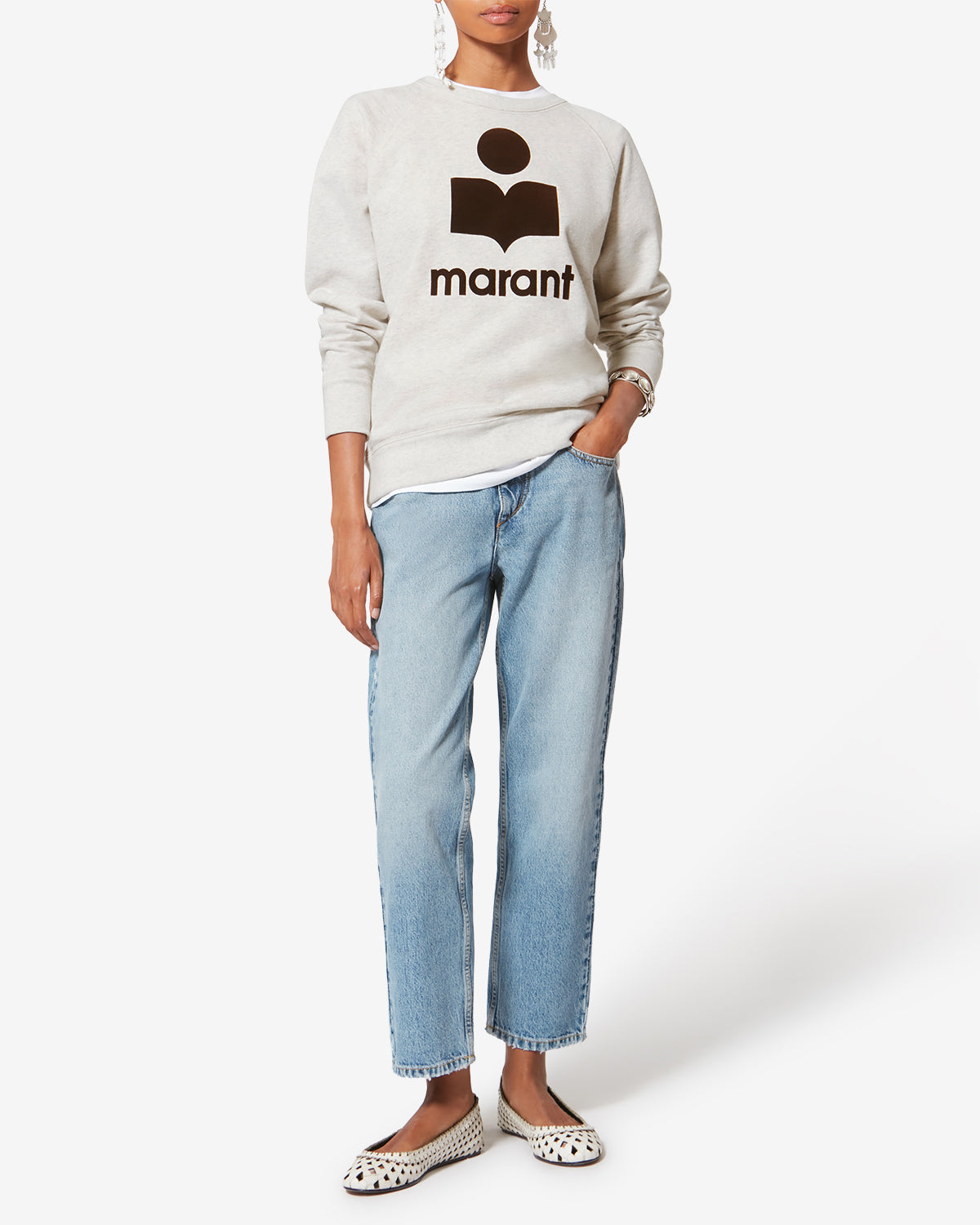 MILLYNY SWEATSHIRT Woman ecru-brown | ISABEL MARANT Official