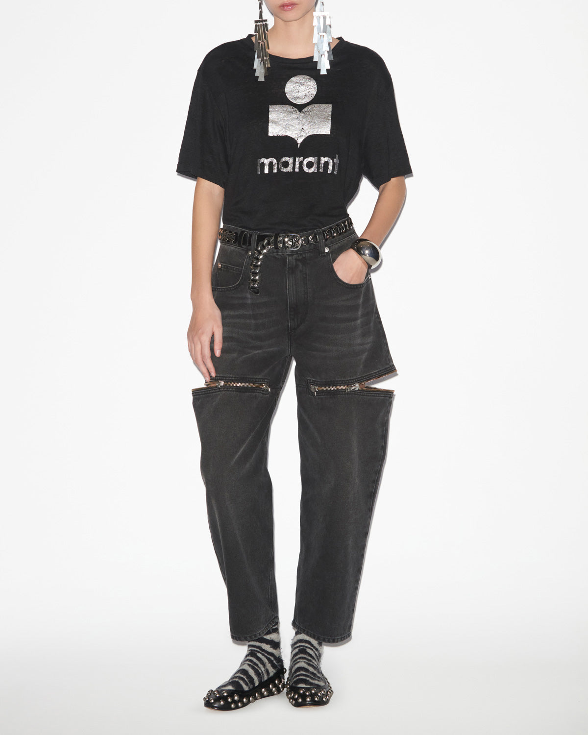 Zewel 로고 티셔츠 Woman 검은색 10