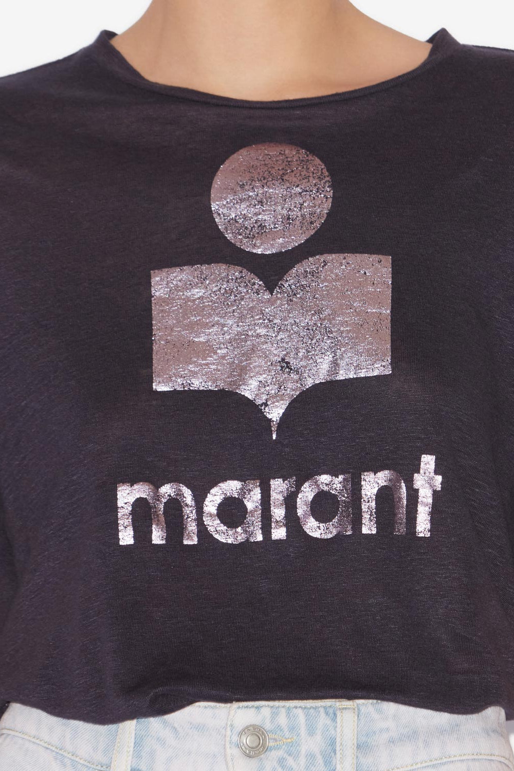 T-shirt con logo zewel in lino - Faded night/lilac - Woman - 3