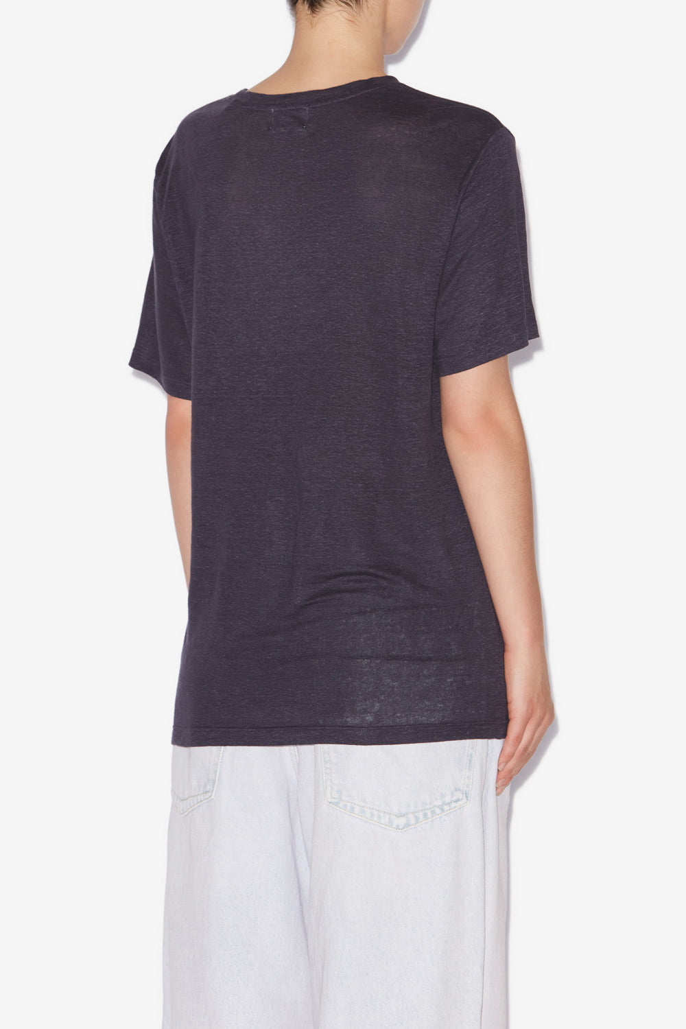 T-shirt con logo zewel in lino - Faded night/lilac - Woman - 5