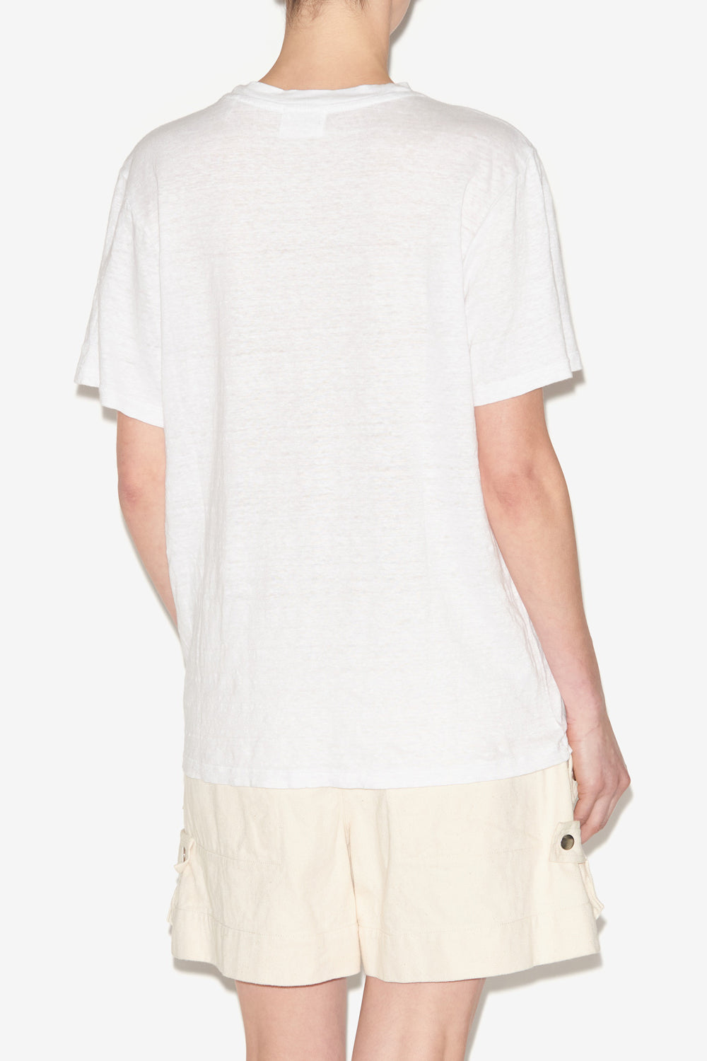 Zewel linen t-shirt with logo - White-light gold - Woman - 5