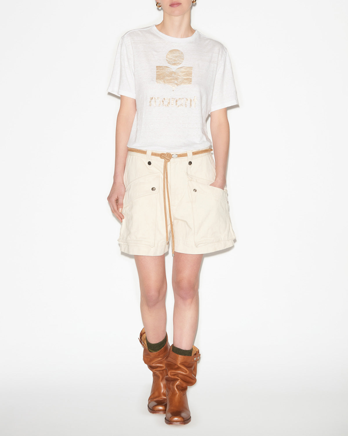 Zewel tシャツ Woman White-light gold 4