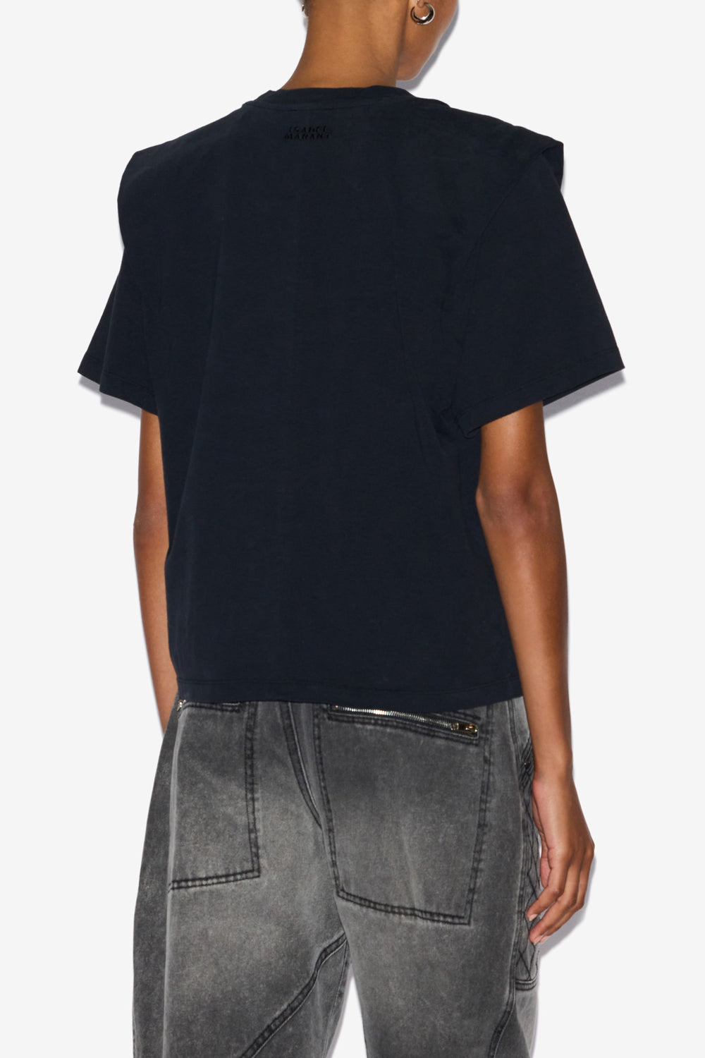Zelitos 無地 コットン ショルダーパッド付き tシャツ - 黒 - Woman - 5