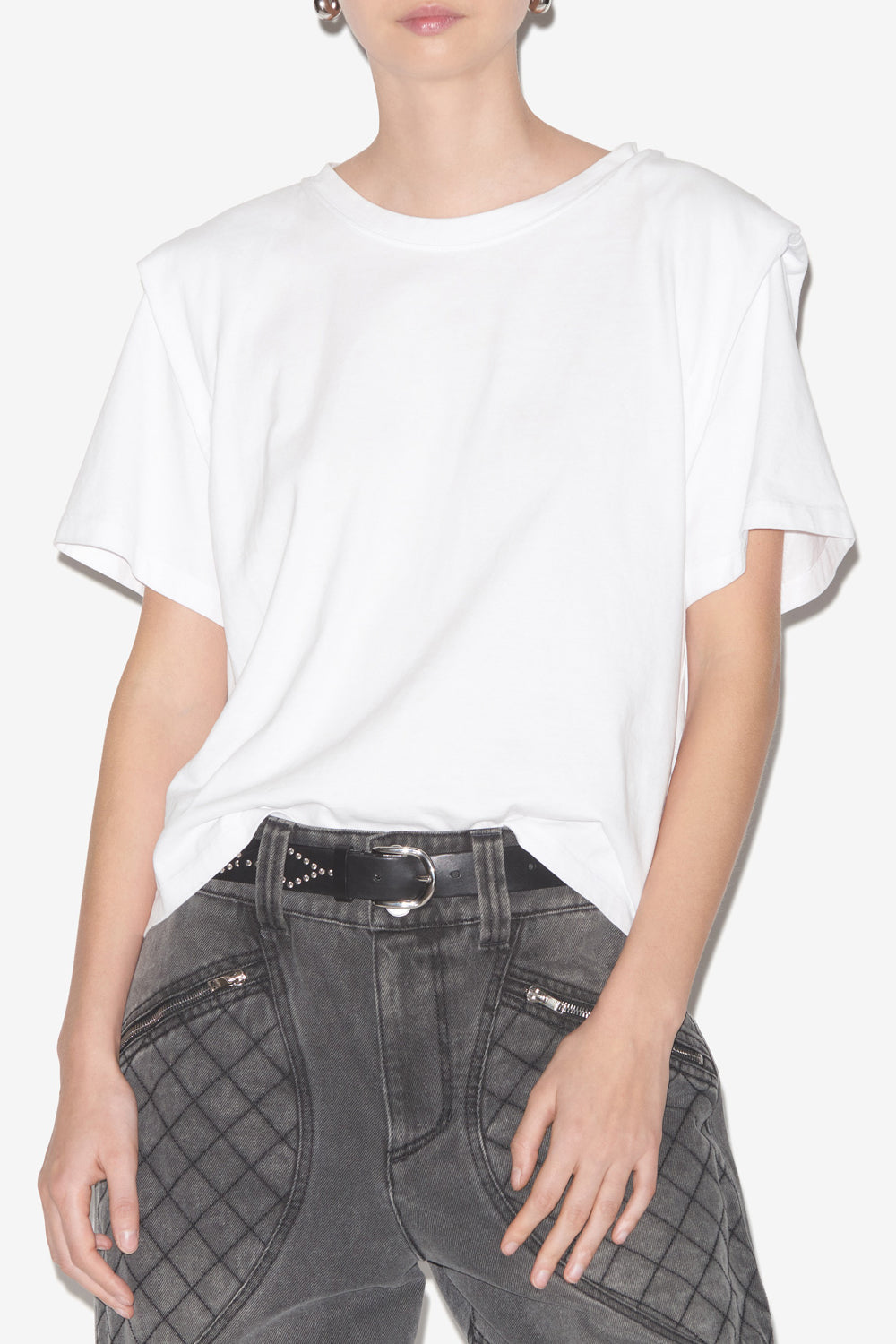 T-shirt zelitos a maniche corte in cotone tinta unita - Bianco - Woman - 4
