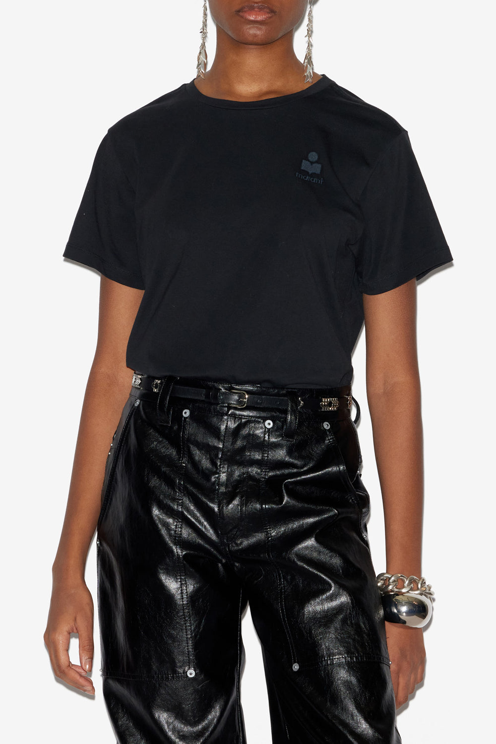 Aby plain-colored cotton t-shirt with logo - Black - Woman - 4