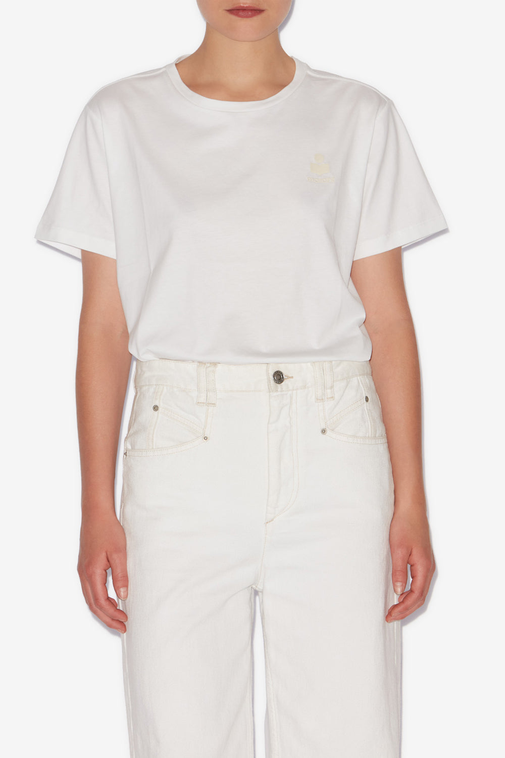 Aby plain-colored cotton t-shirt with logo - White - Woman - 4