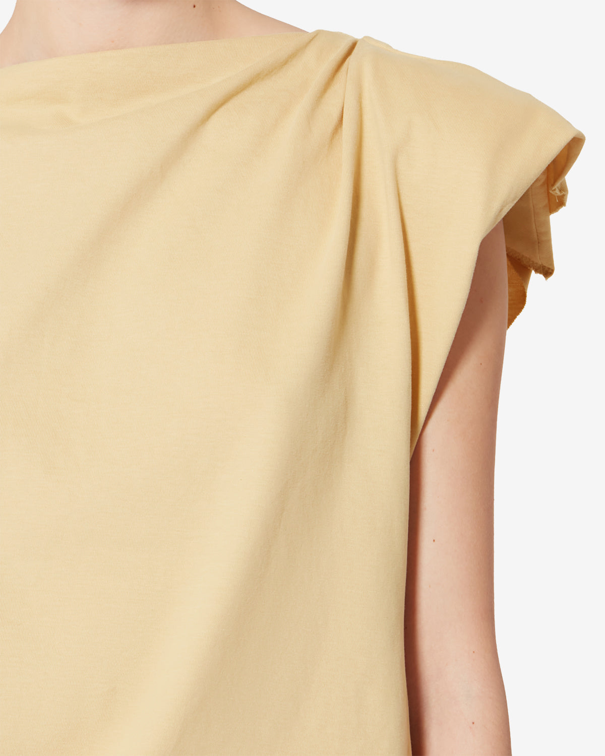 Asymmetrisches t-shirt aus baumwolle sebani - Dusky yellow - Woman - 2