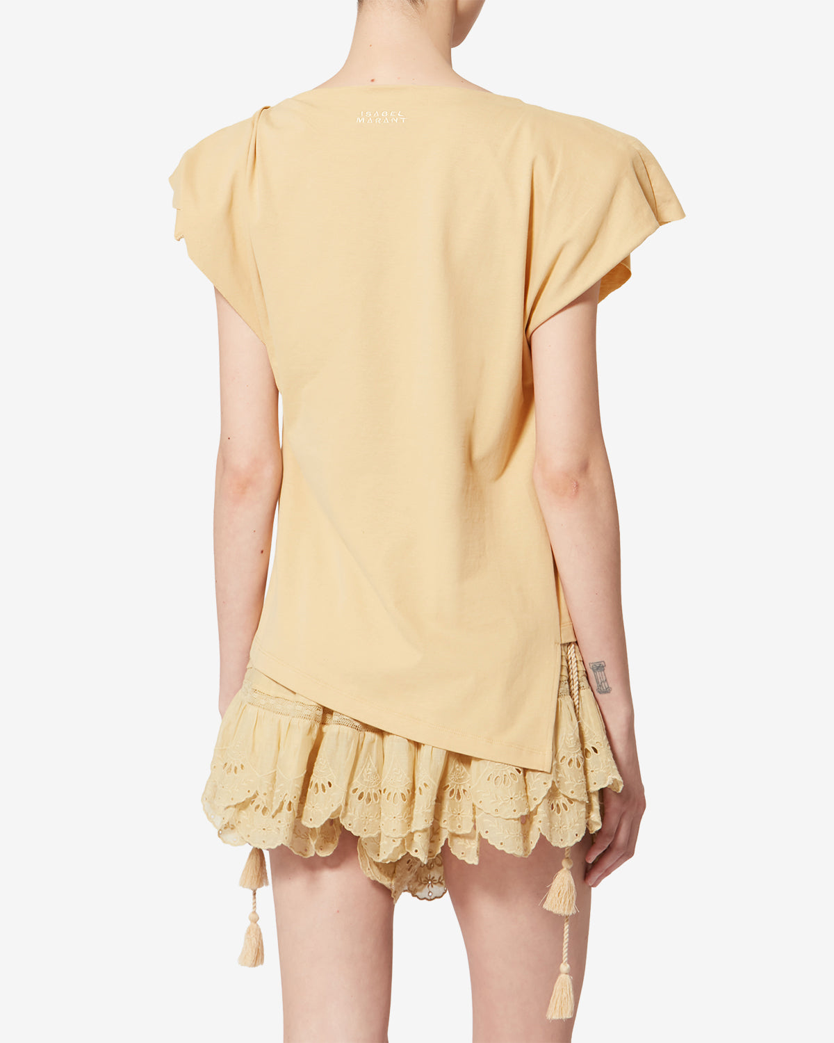 Asymmetrisches t-shirt aus baumwolle sebani - Dusky yellow - Woman - 4