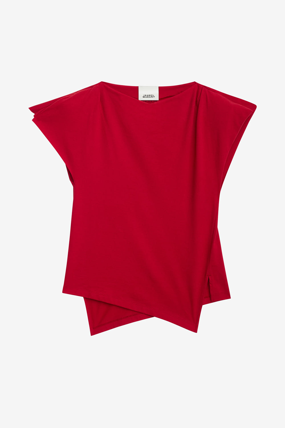T-shirt asimmetrica sebani in cotone a tinta unita - Rosso - Woman - 1