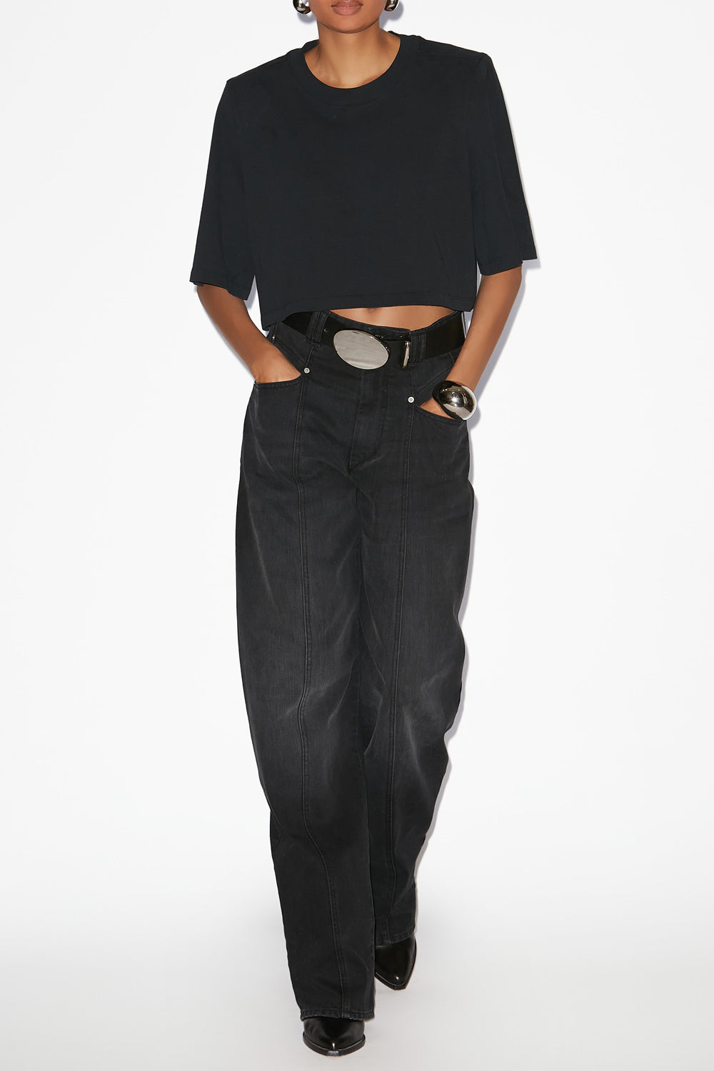 Zaely 無地 コットン ショート丈tシャツ - 黒 - Woman - 4