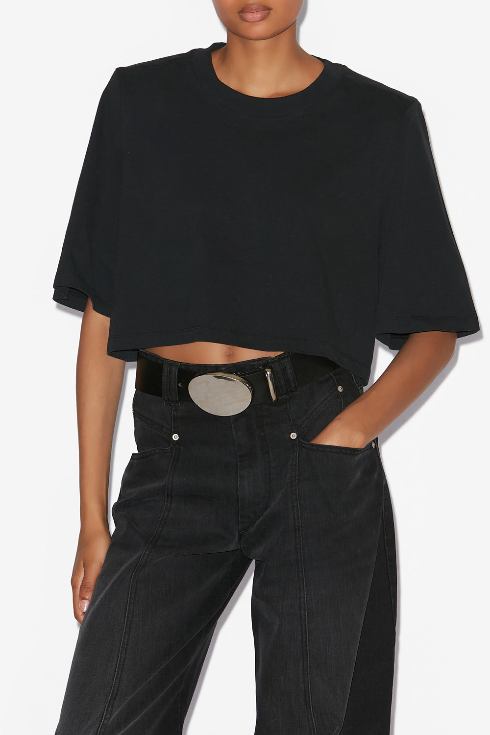 Zaely 無地 コットン ショート丈tシャツ - 黒 - Woman - 8