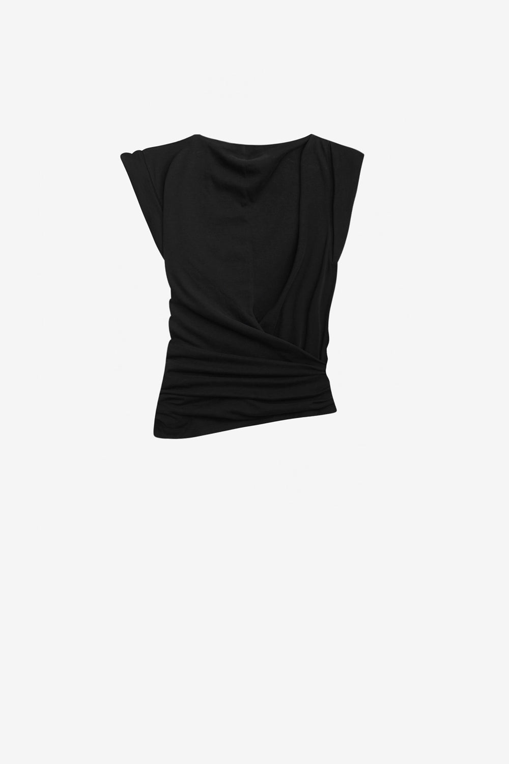 Drapiertes kurzärmeliges t-shirt maisan - Schwarz - Woman - 1