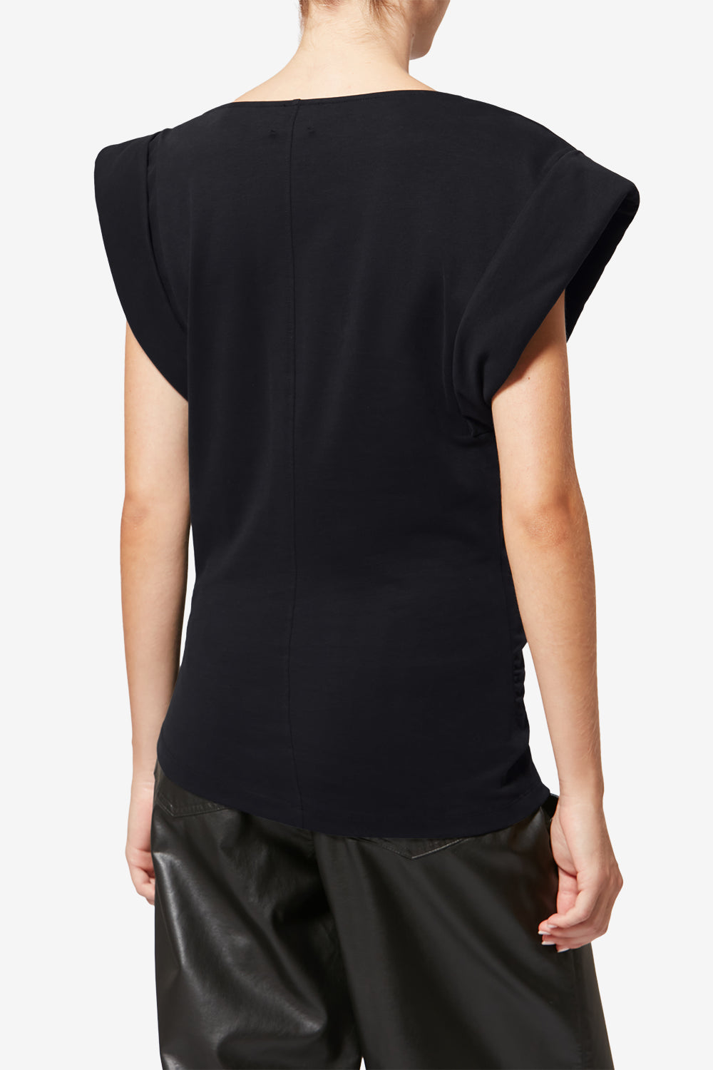 Drapiertes kurzärmeliges t-shirt maisan - Schwarz - Woman - 5