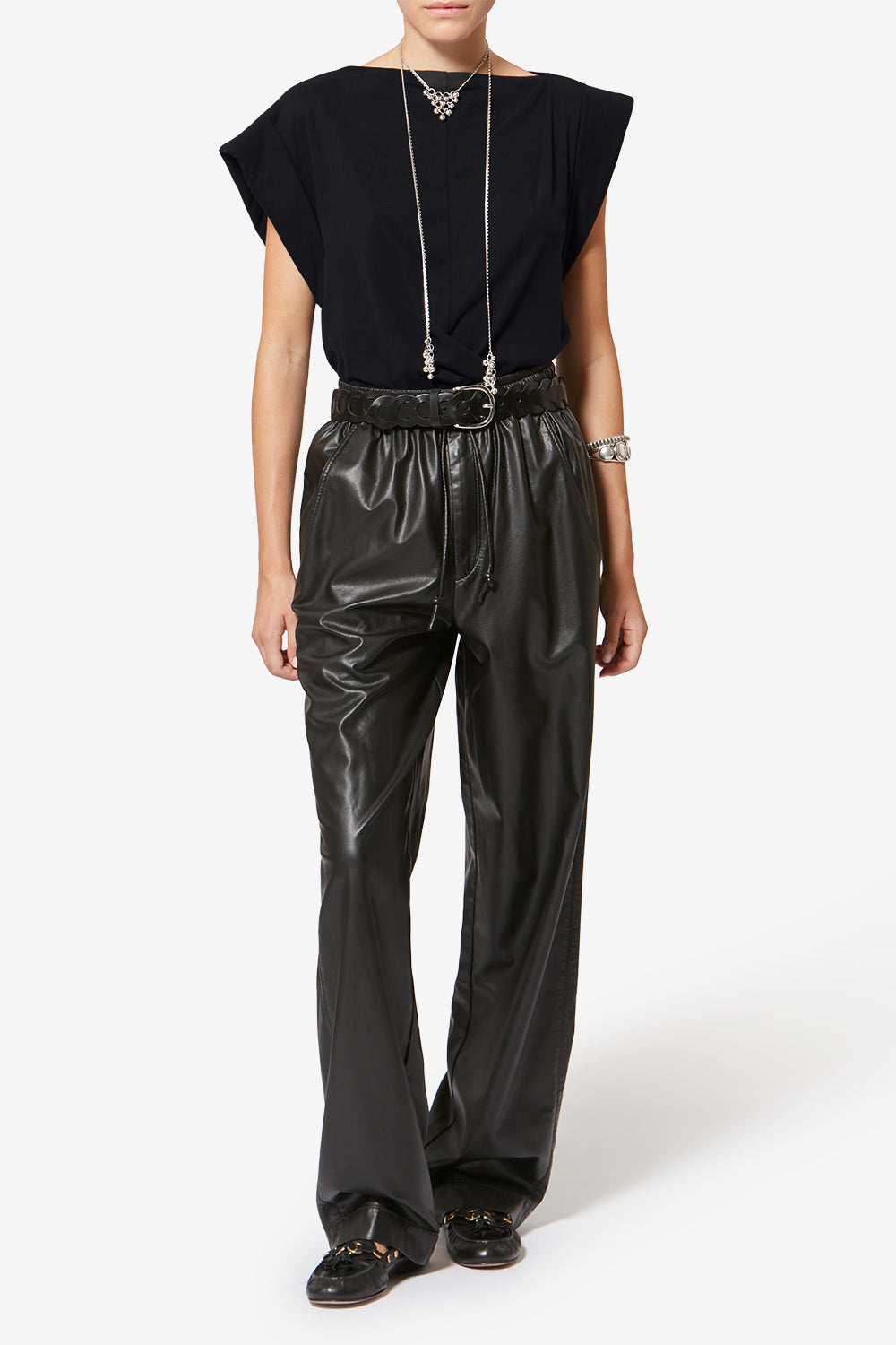 Drapiertes kurzärmeliges t-shirt maisan - Schwarz - Woman - 2