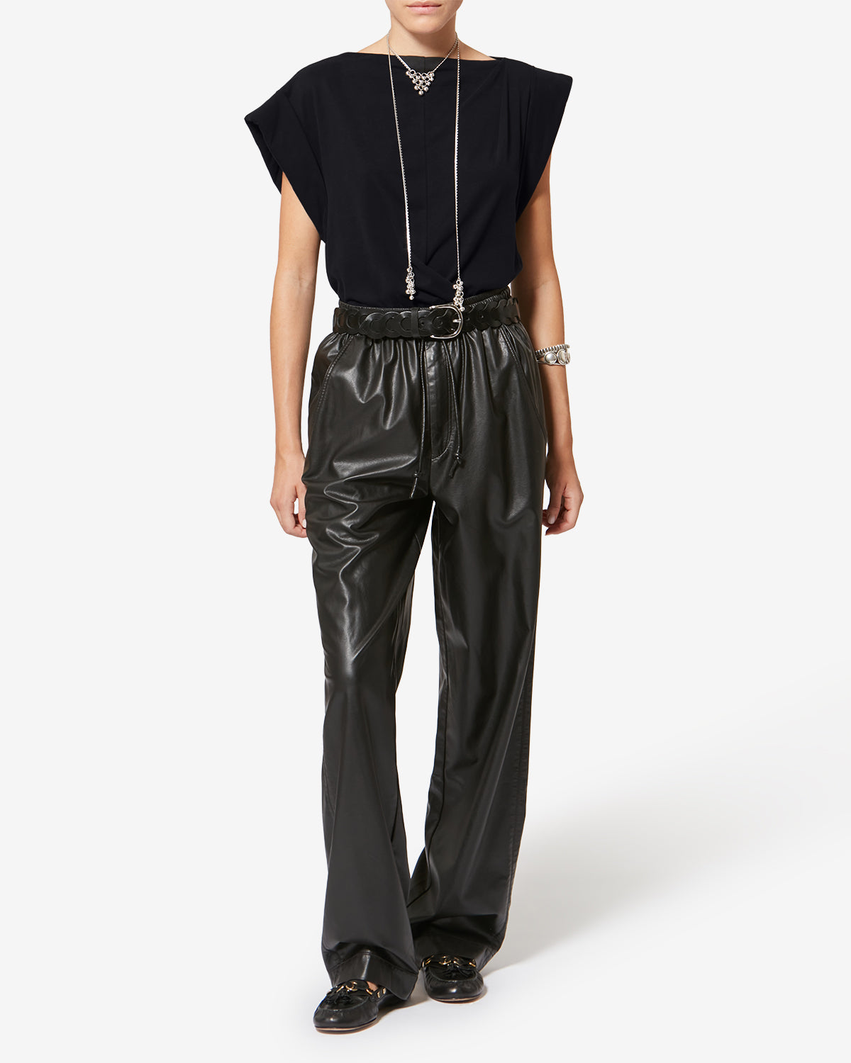 Drapiertes kurzärmeliges t-shirt maisan - Schwarz - Woman - 1