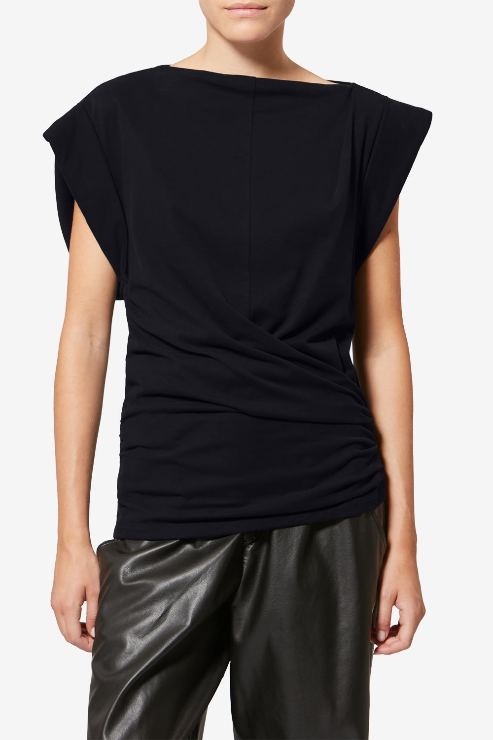 Drapiertes kurzärmeliges t-shirt maisan - Schwarz - Woman - 4