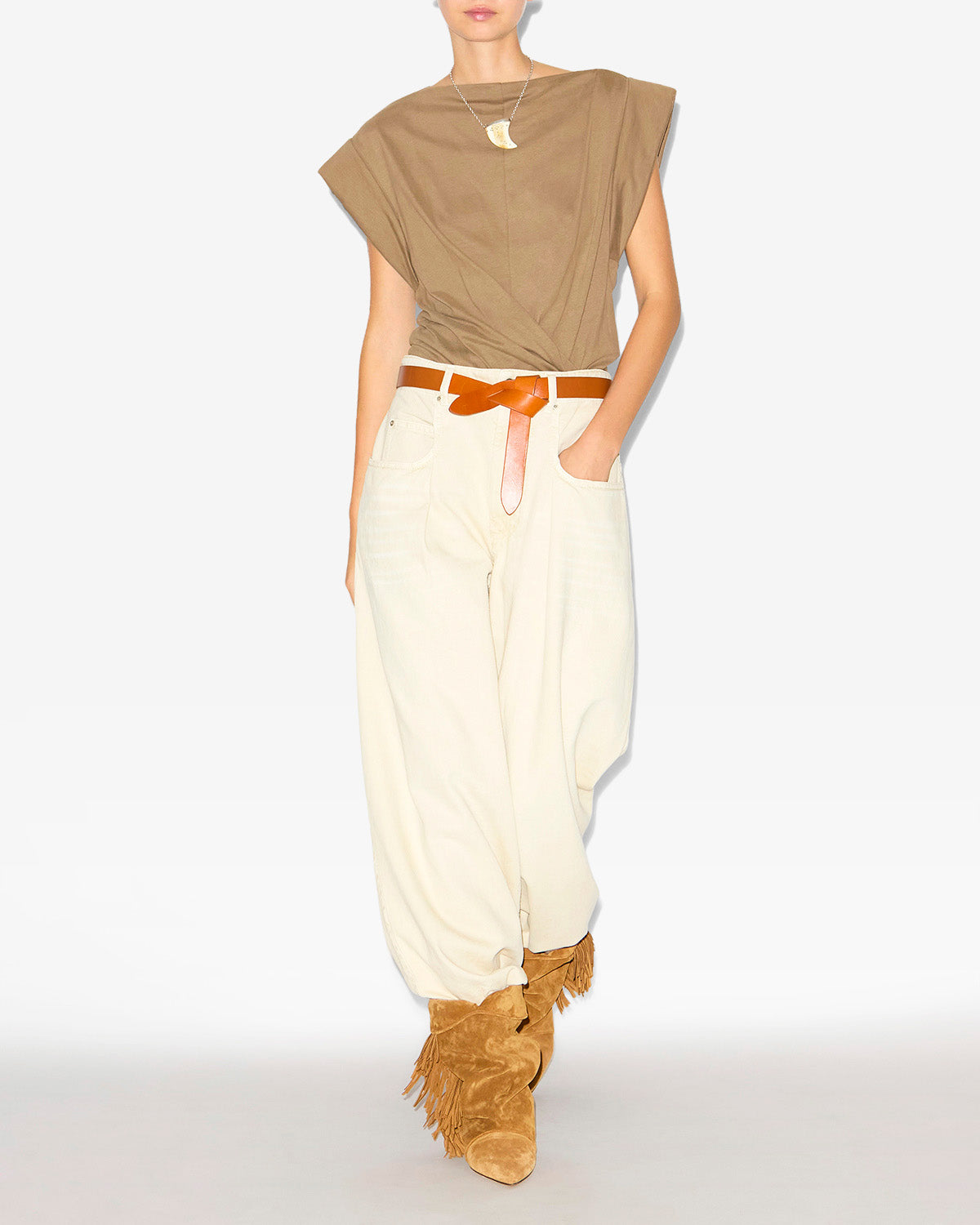 Maisan tシャツ Woman Light khaki 2