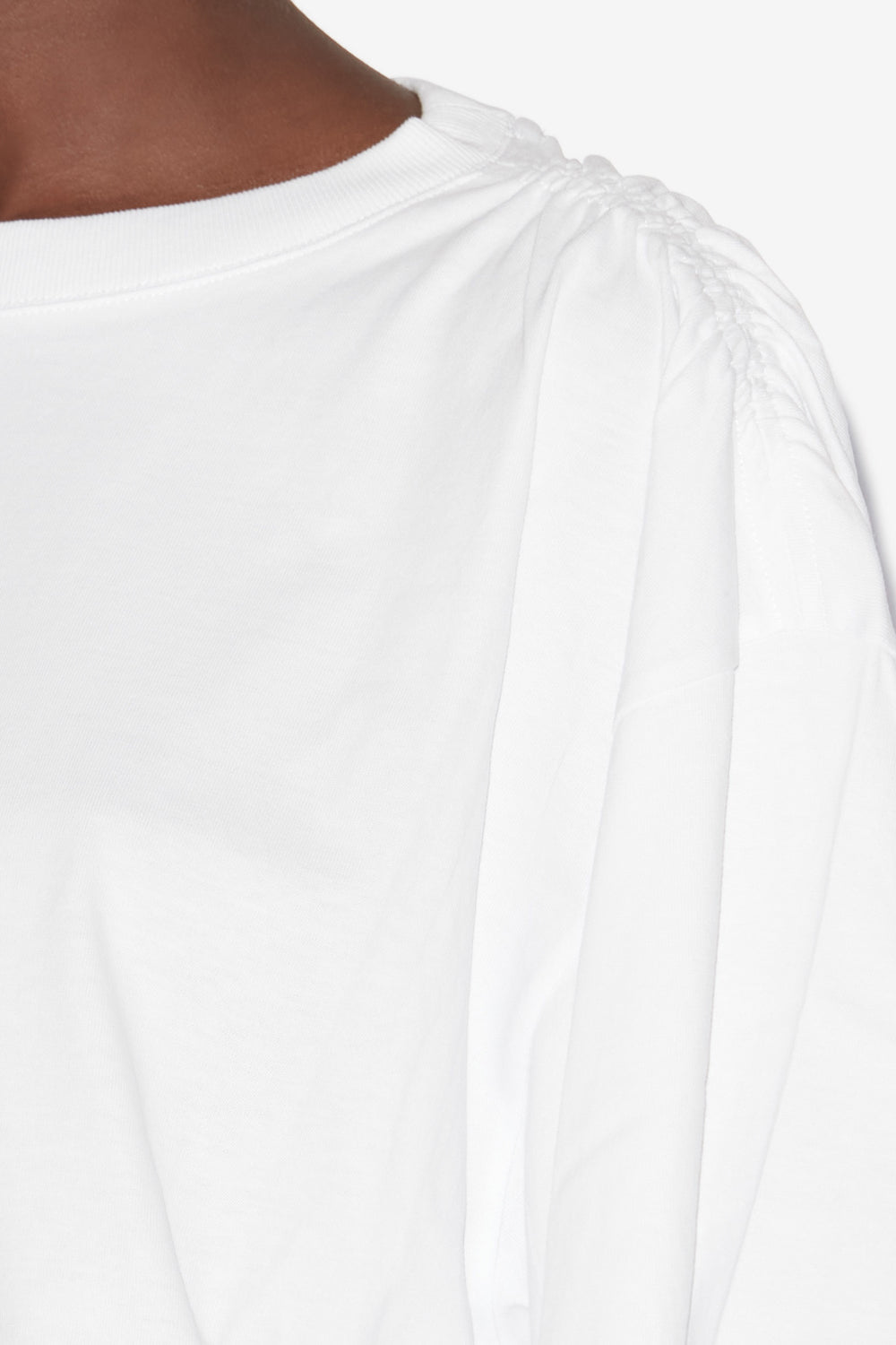 T-shirt laurea corta in cotone tinta unita - Bianco - Woman - 3