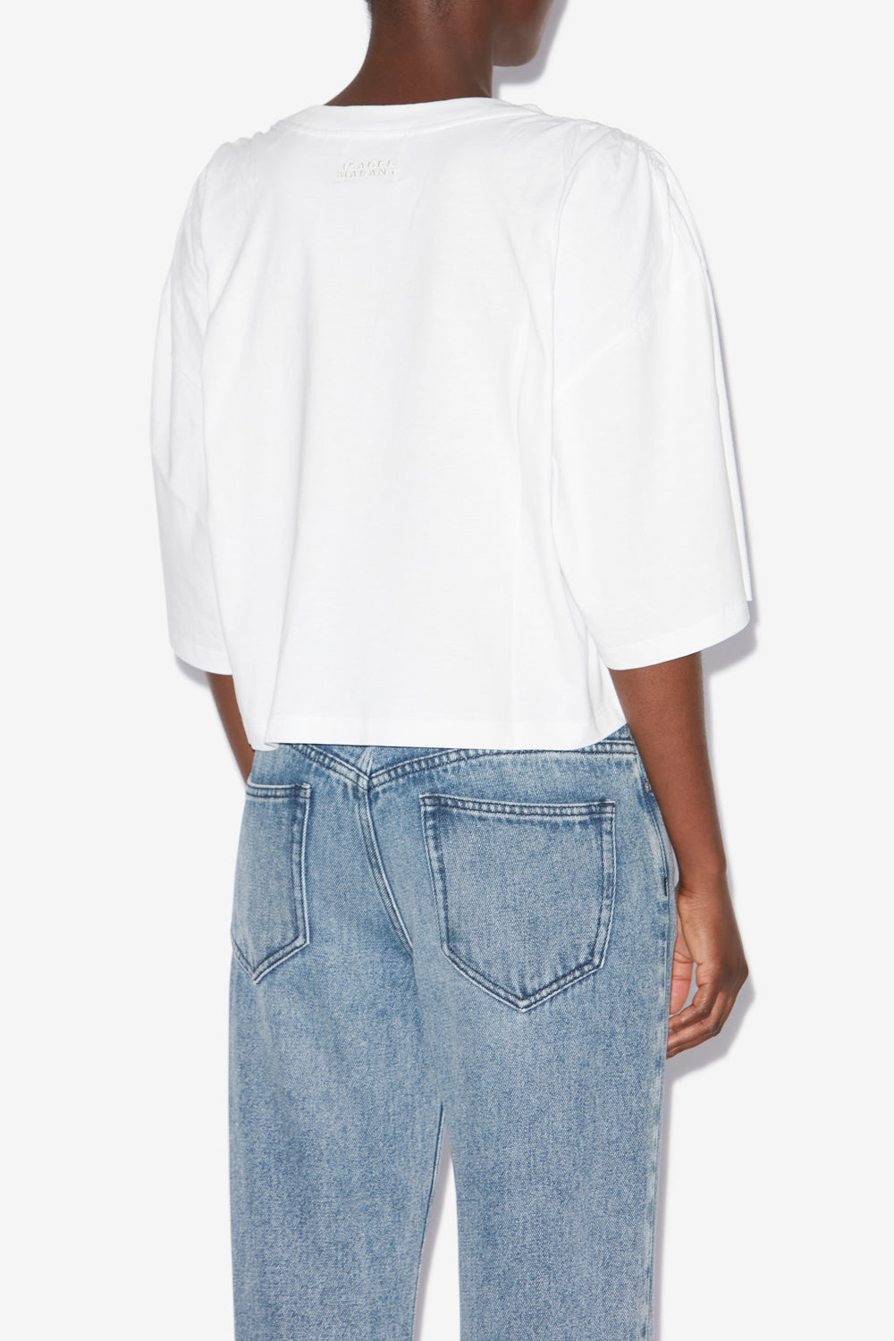 T-shirt laurea corta in cotone tinta unita - Bianco - Woman - 5